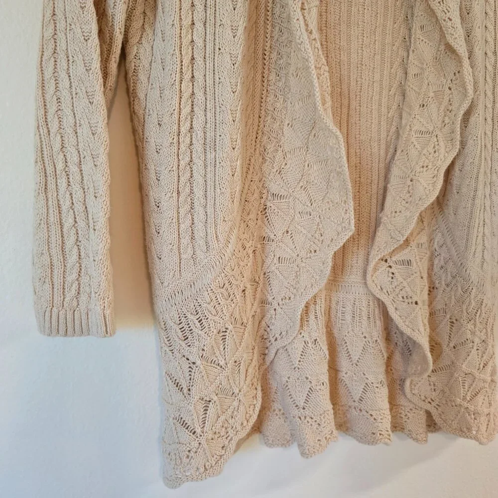 Lauren Jeans Company Ralph Lauren Creme Cotton Romantic Lace Knit Sweater Medium